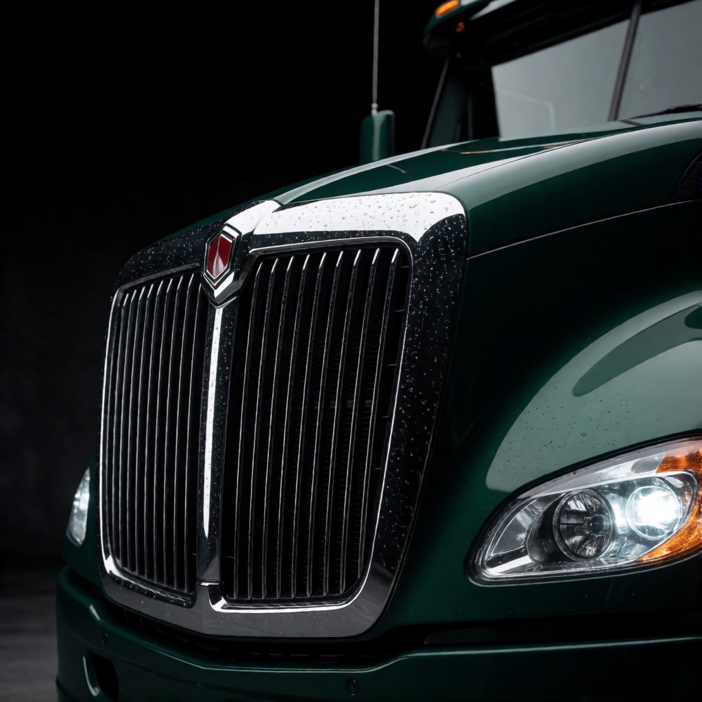 Close detail of the grille and headlight of a Rongcales truck